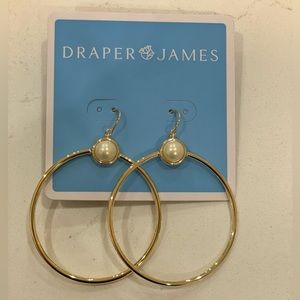 NWT gold hoop with pearl earrings